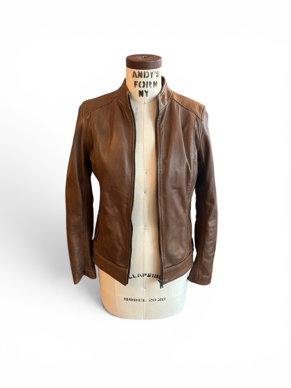 Lamarque Cognac Leather Moto Jacket very soft and light weight.